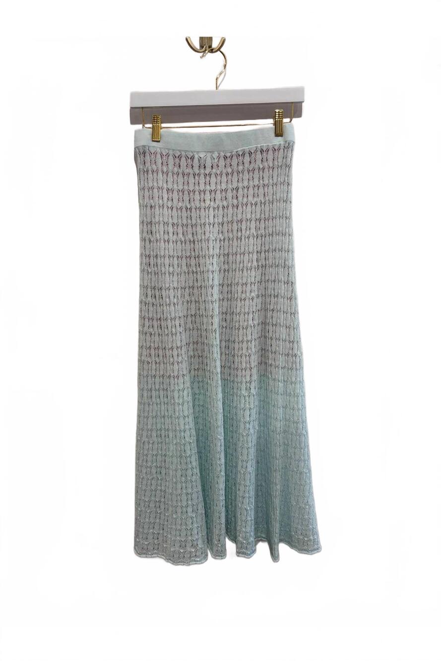 NEW SITA MURT women's openwork knit skirt in aqua green